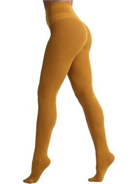 Women Goldenrod Opaque Tights EVERSWE Stretchy Comfortable Fashion Hosiery